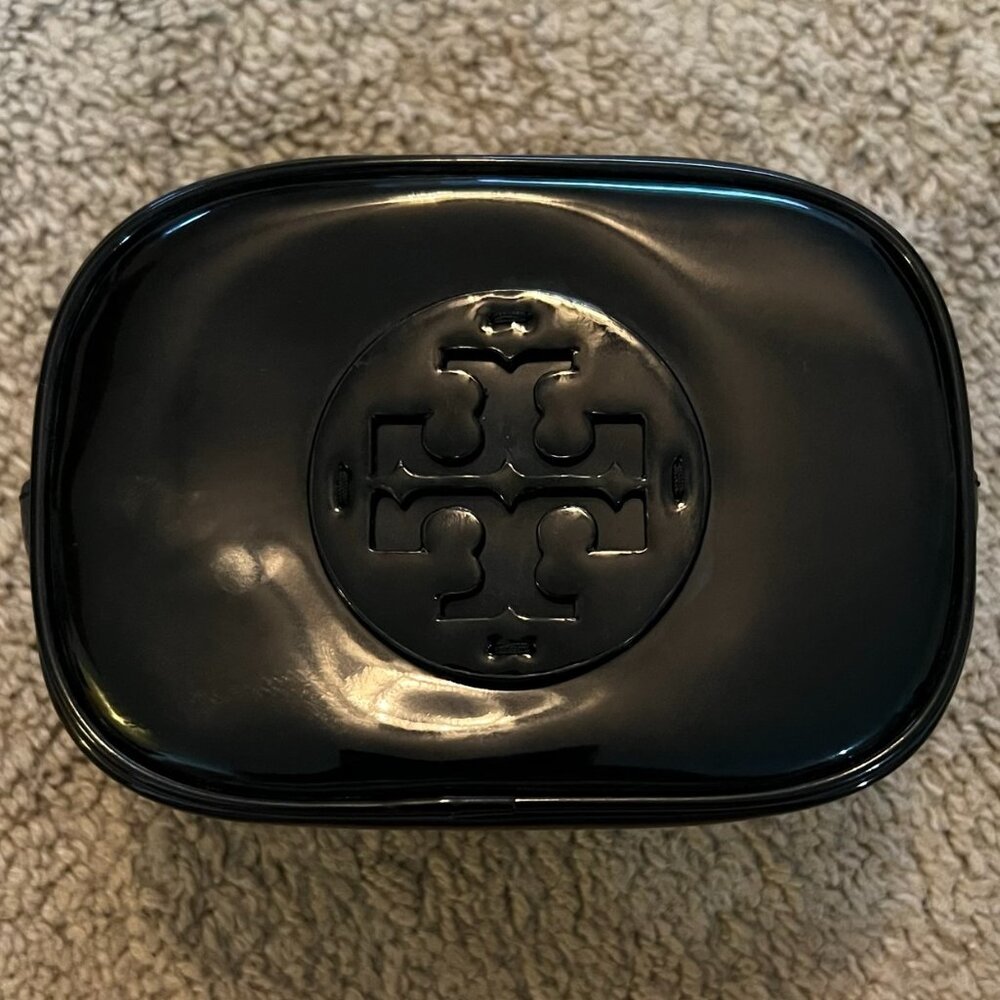Tori Burch Black Patent Cosmetic Bag